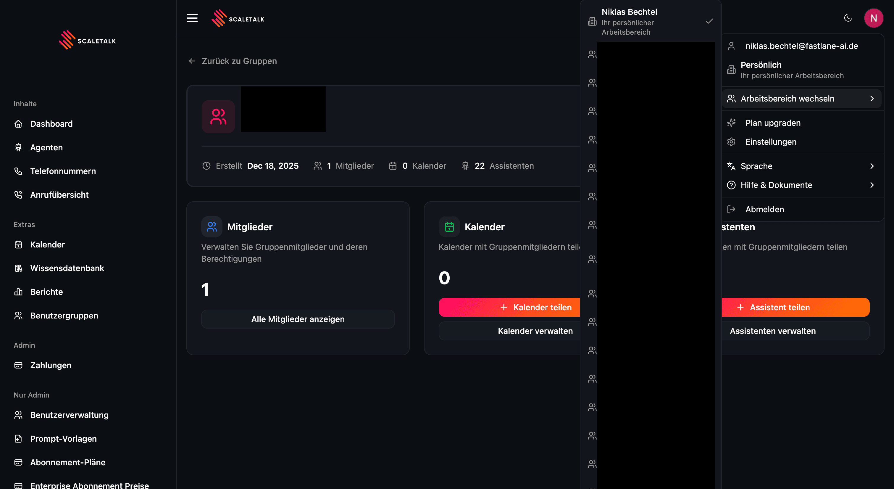 Arbeitsbereich wechseln