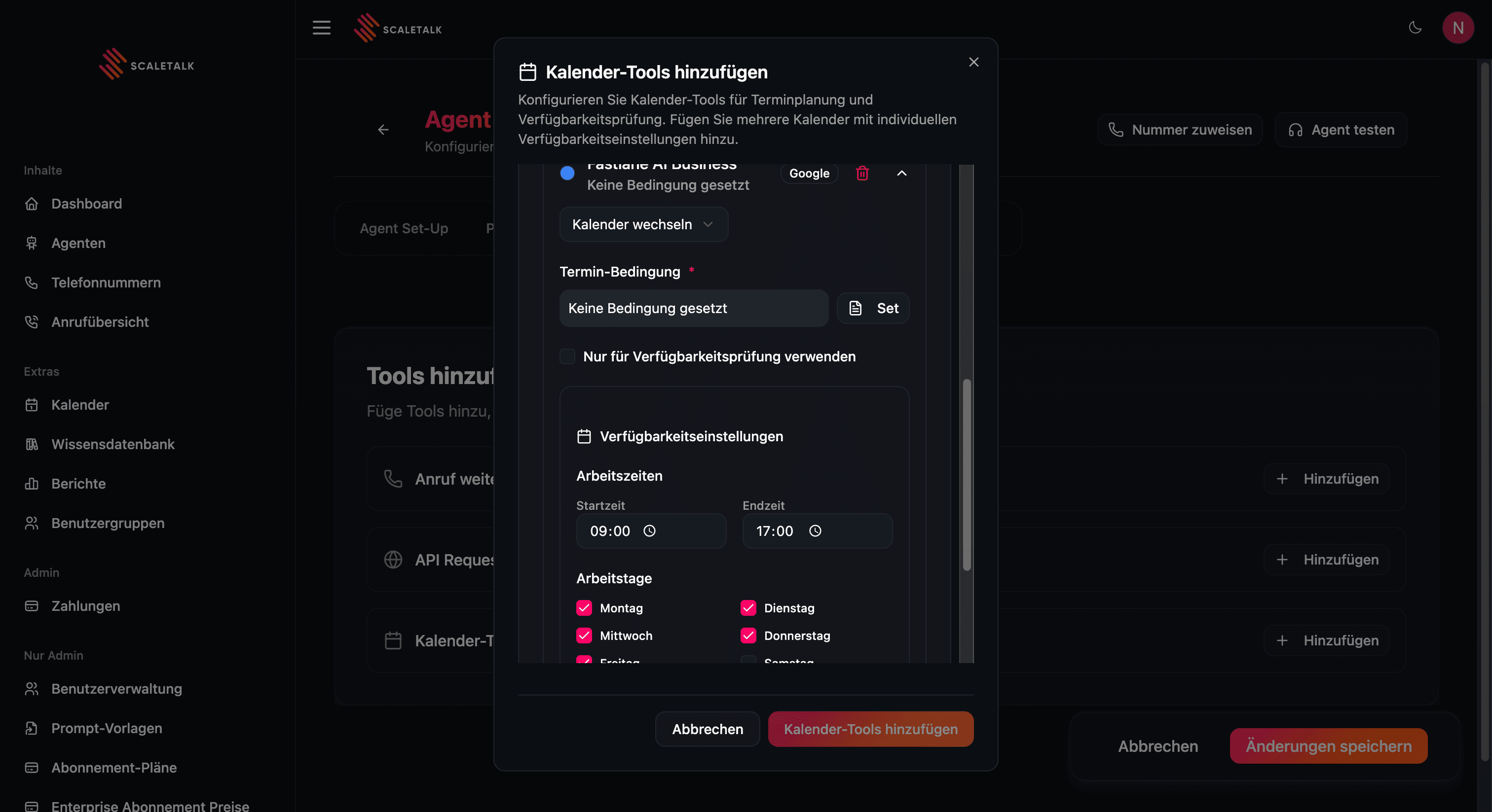 Kalender-Tools Konfiguration