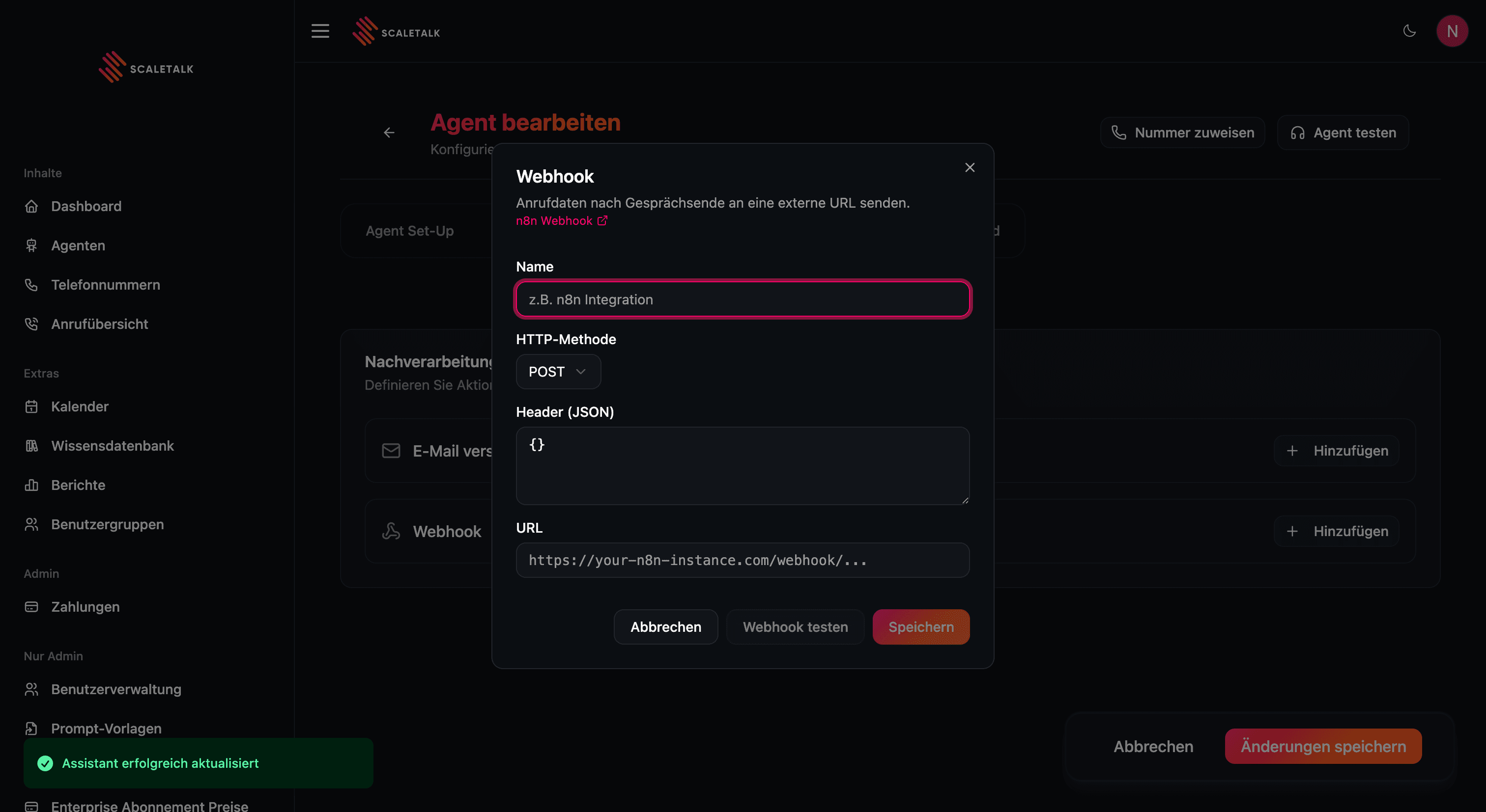 Webhook-Konfiguration