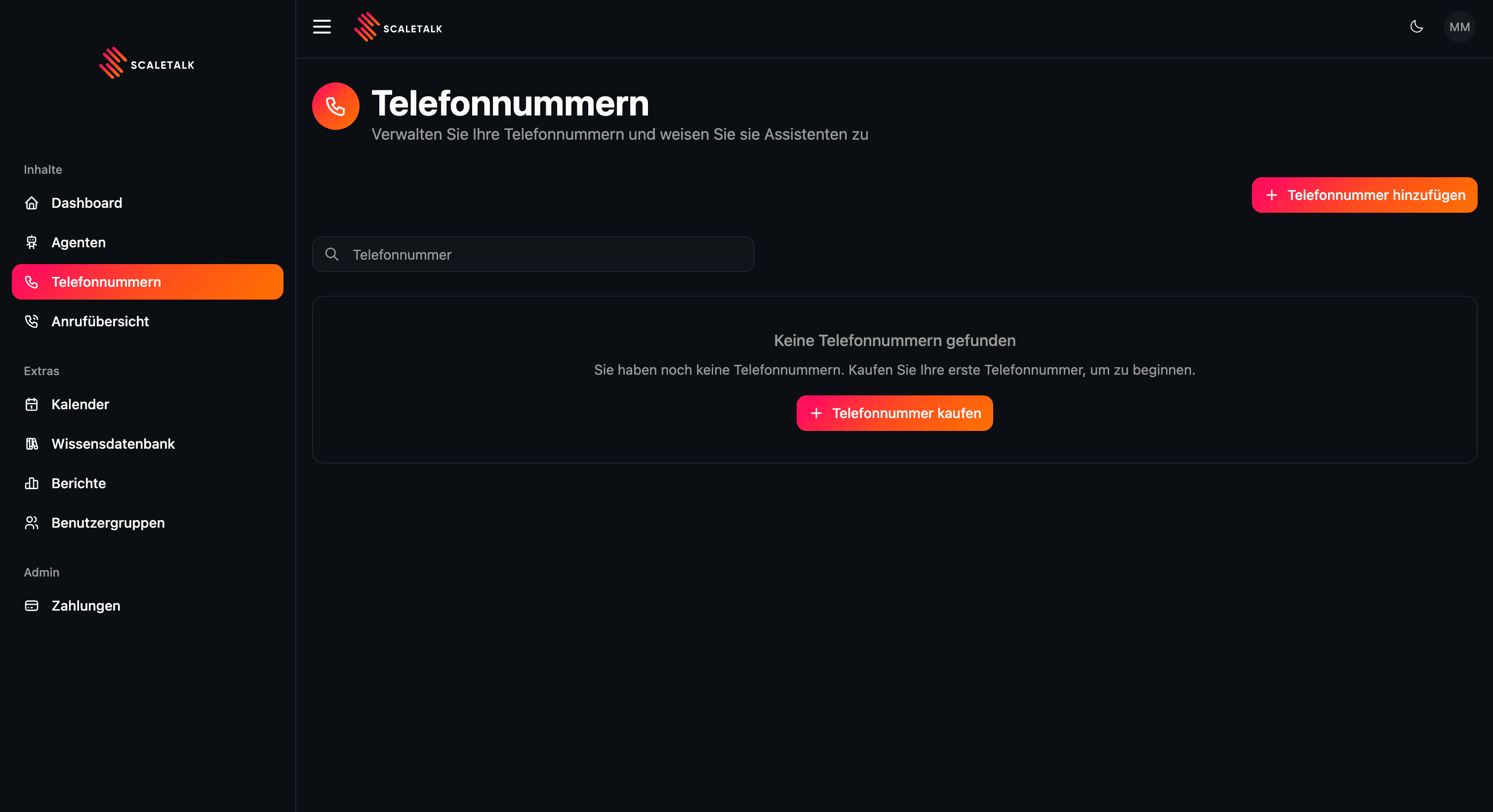 ScaleTalk Telefonnummern-Seite