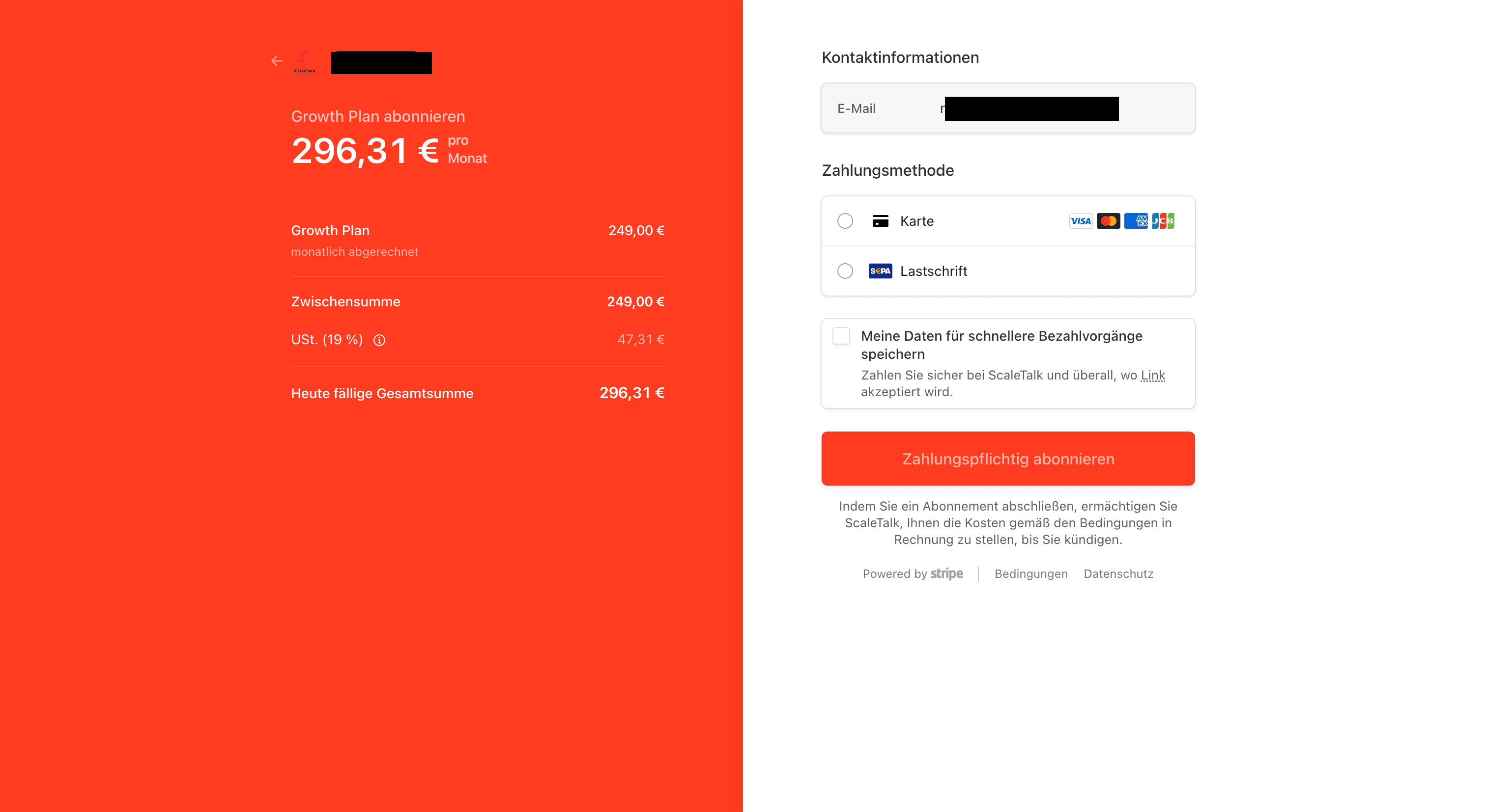 Stripe-Zahlungsmethoden