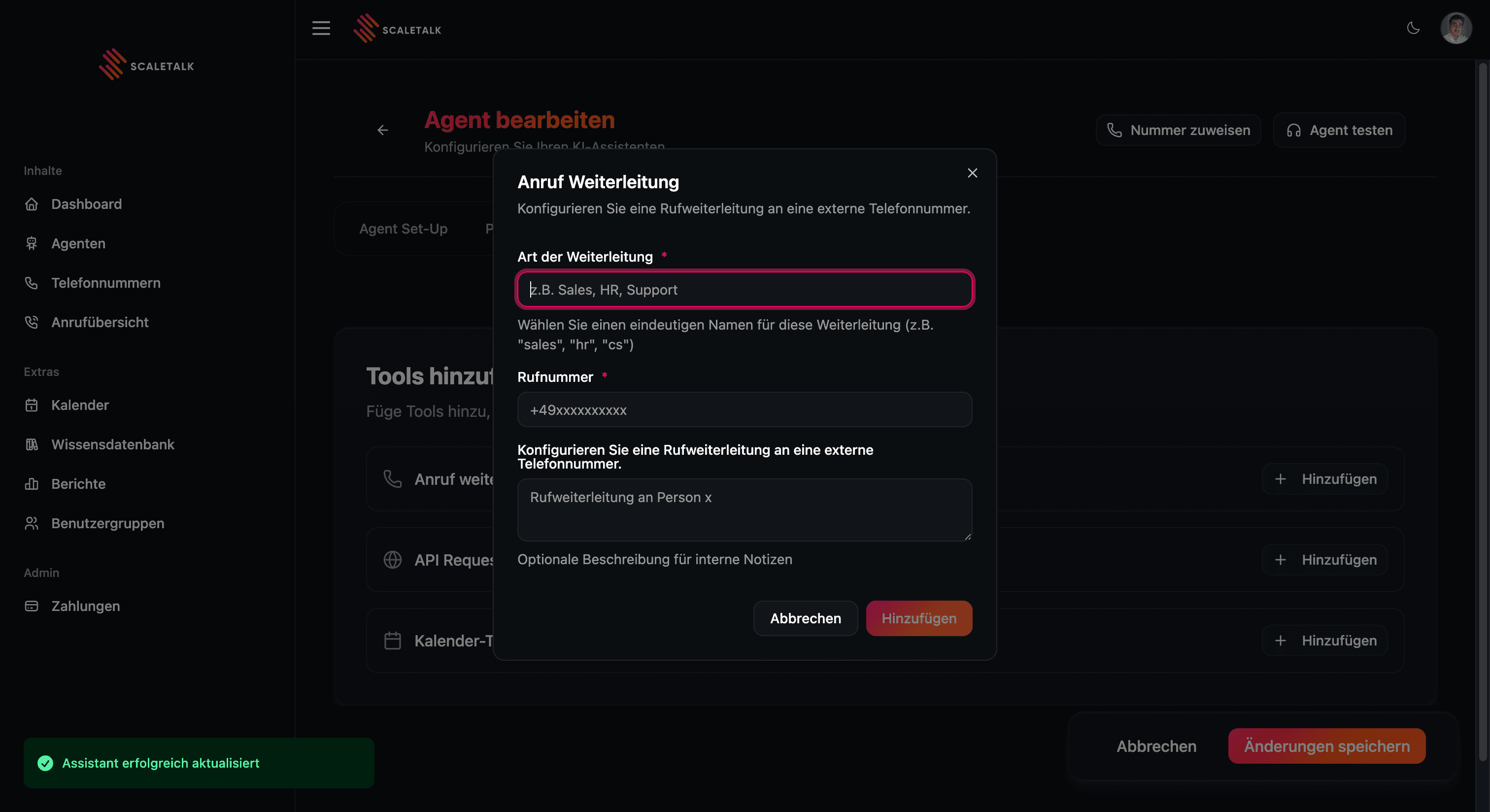 Anrufweiterleitung Konfiguration