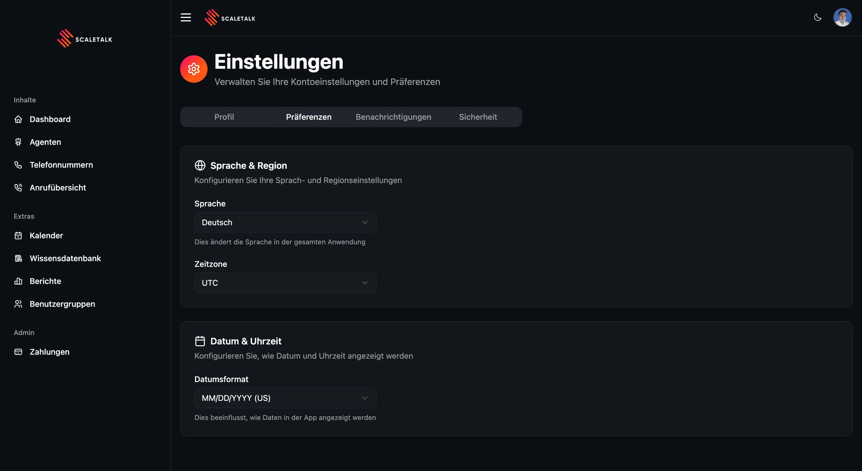 Settings — Preferences