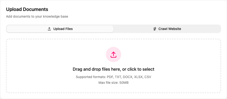 Upload section