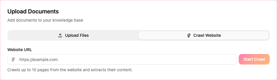 Crawl Website tab