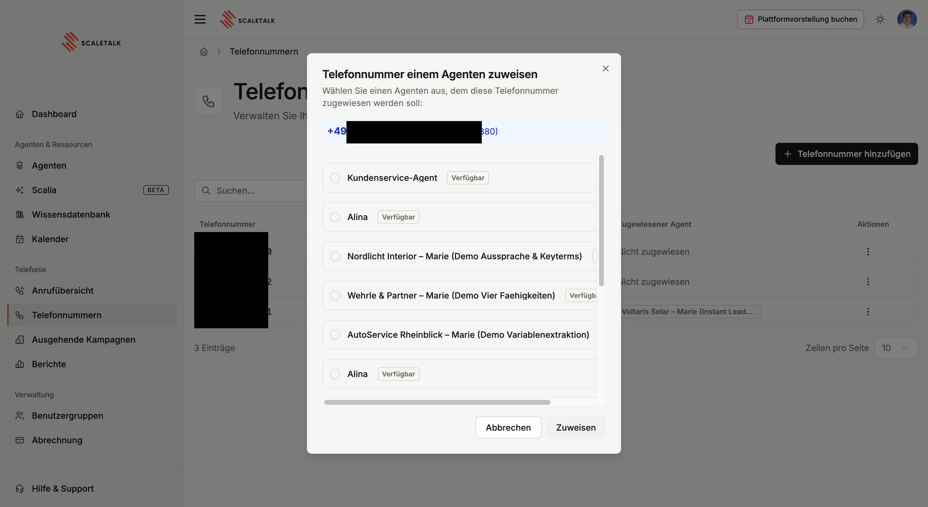 ScaleTalk — Agent zuweisen